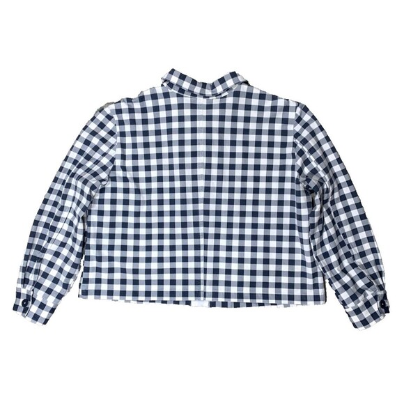 Isaac Mizrahi Crop Jacket XXL Navy White Gingham Canvas Stretch - Picture 4 of 11